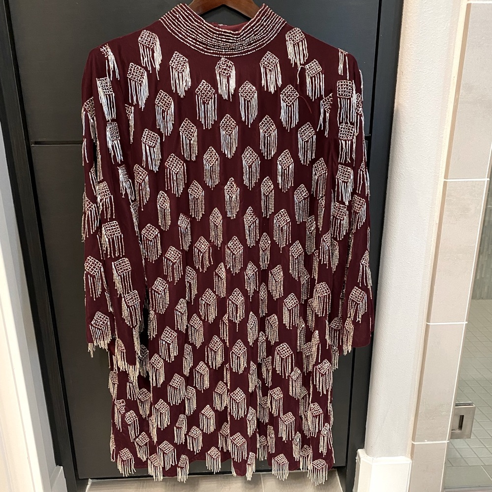Burgundy velvet beaded dress